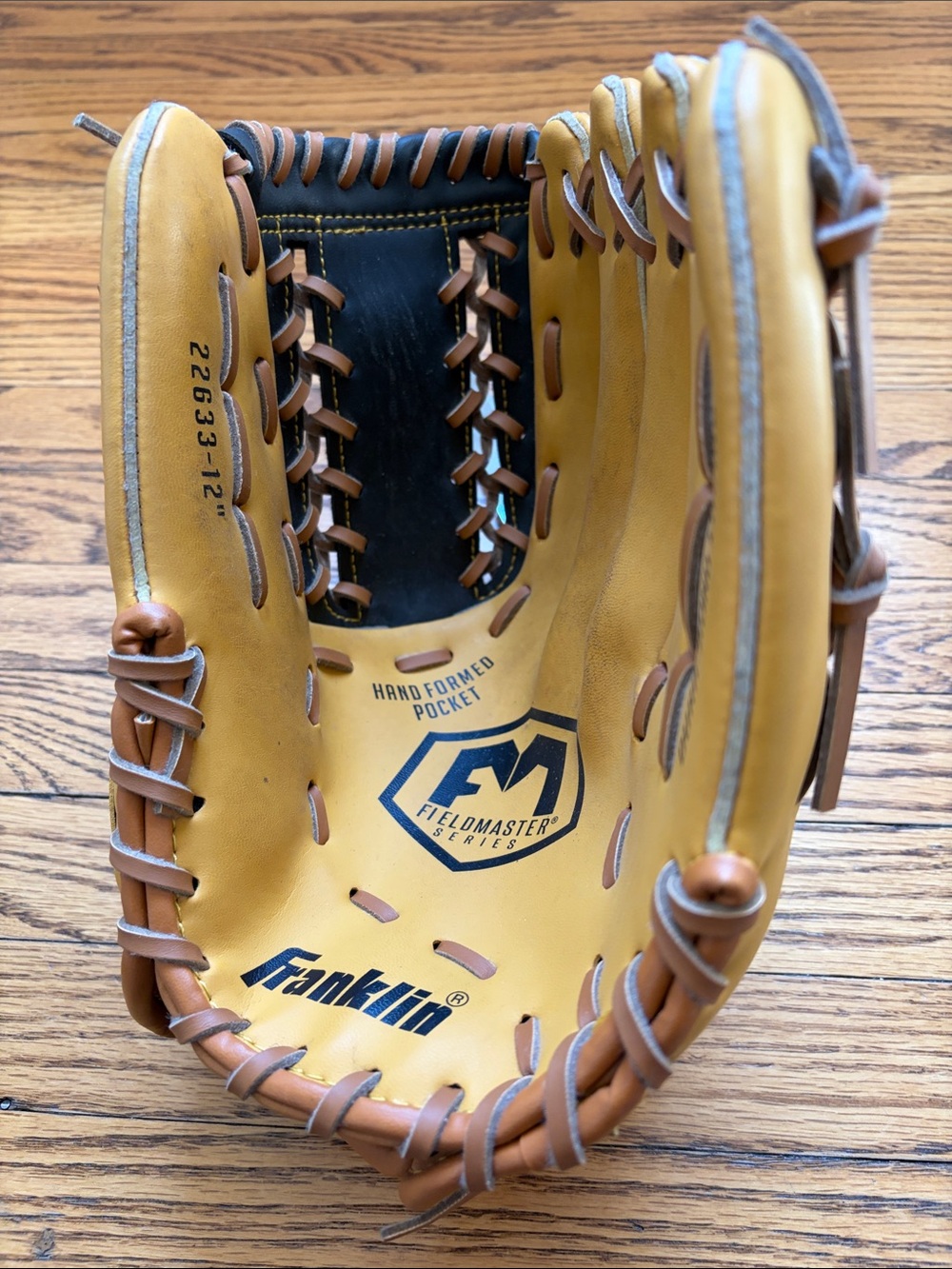 Two-Tone Tan and Black Baseball Glove
